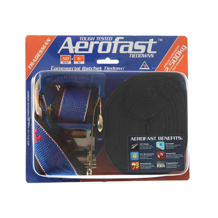 Tiedown Aerofast Rachet 6m x 50mm J-Hook