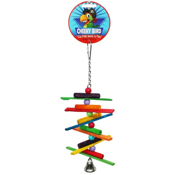 CHEEKY BIRD SPIRAL STICKS WITH BELL SMALL