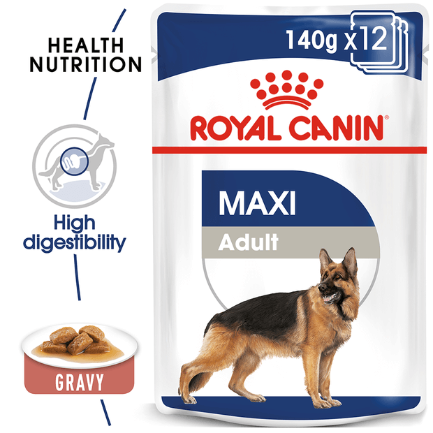 ROYAL CANIN MAXI ADULT 140G POUCH (10PK)