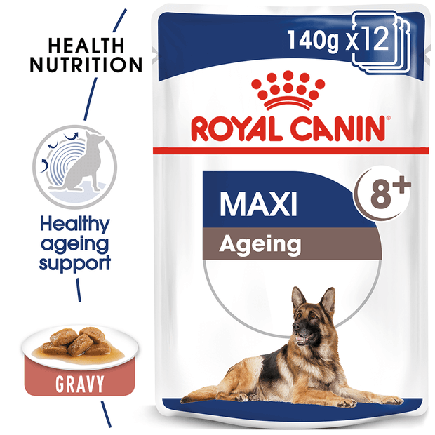 ROYAL CANIN MAXI AGEING 8+ 140G POUCH (10PK)