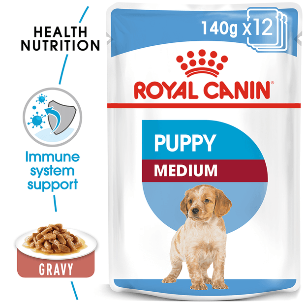 ROYAL CANIN MEDIUM PUPPY 140G POUCH (10PK)